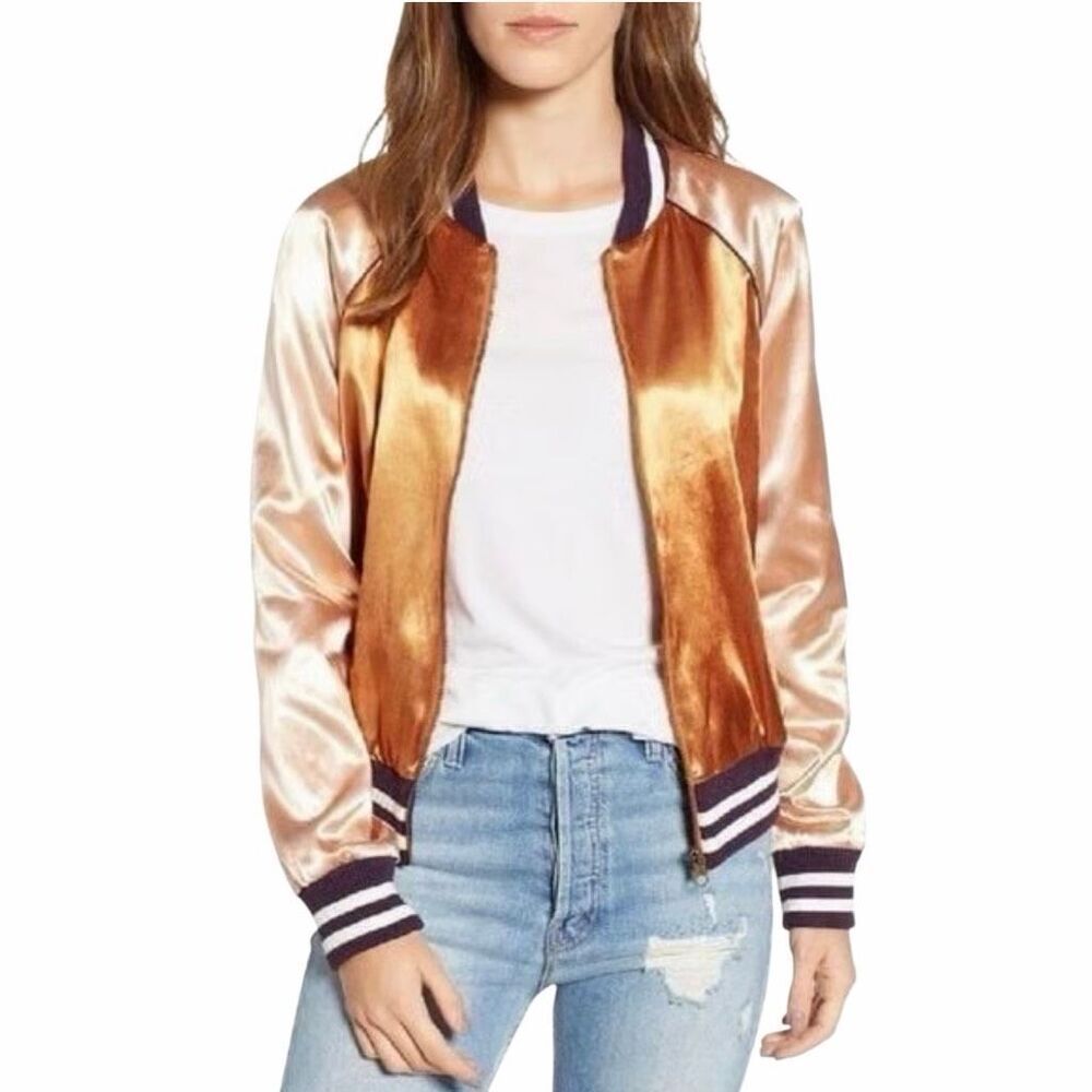 MOTHER The Letterman Zip Jacket in Two Sides Of The Same Coin XS